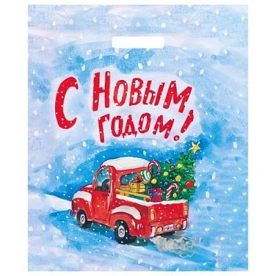 Пакет ПЭ с вырубной ручкой 38х45+3см (50) (Машина с подарками) НГ Артпласт (х50/500)
