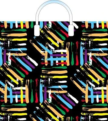 Пакет ПЭ с пластмассовыми ручками 38x34+3см (90) Цветные линии Артпласт (х10/150)