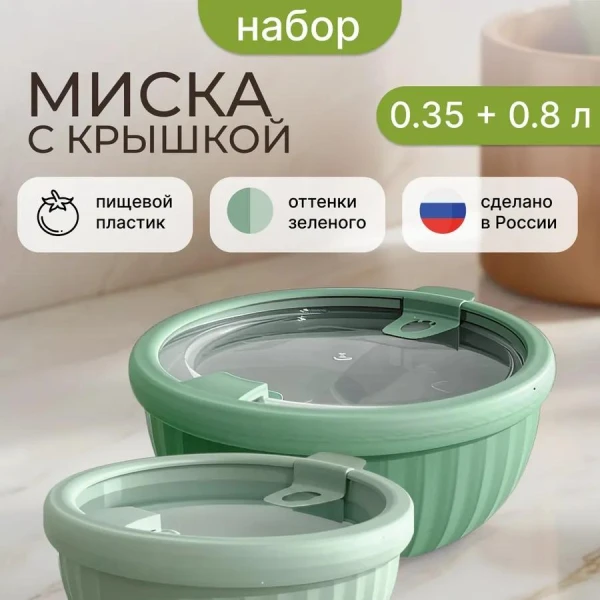 Набор из 2 мисок с крышками